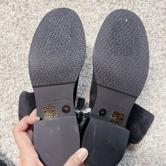 Stuart Weitzman 5050 Bold Zip Bootie Ankle Boots Black Suede US 6 - Made SPAIN - Picture 10 of 12